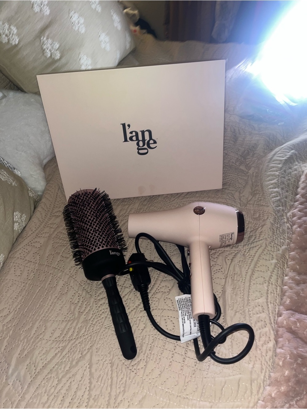 Lange Light Pink Hair Dryer with Matching Round Brush